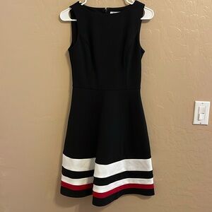 White House Black Market Women’s Tri-Colored Midi Black Dress Size 0